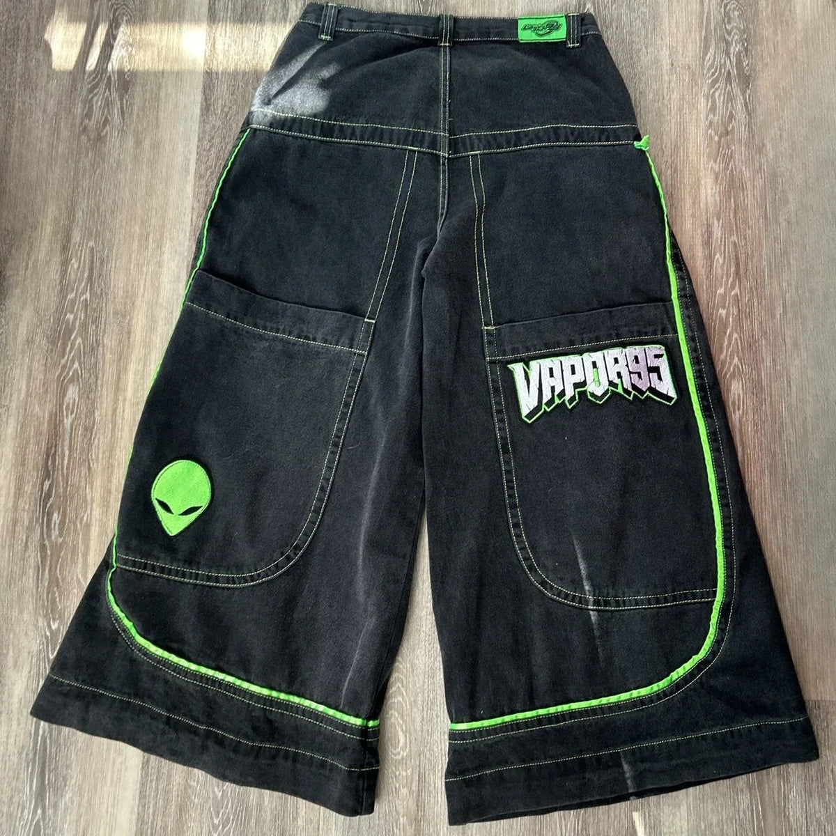 2025 European and American autumn winter jeans casual wide-leg Harajuku alien pattern trousers hip-hop high street gothic jeans - Matrix Studios