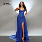 LIVANKA Sweetheart Neck Mermaid Evening Dresses Side High Split Floor-Length Prom Dresses Beading Customized Vestidos De Fiesta - Matrix Studios