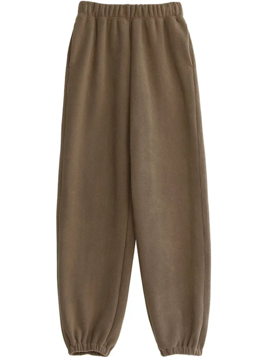 CHIC VEN Women's Pant Loose Casual New High Waist Fleece Pant Thick Plush Warm Female Sports Trousers Autumn Winter 2023 - Matrix-studios.com