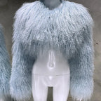 Short Genuine Fur Coat Mongolia Sheep Fur Long Sleeves Women's Warm Jacket - Matrix Studios