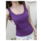 Black Tops Summer Sleeveless Women Tank Top With Lace Top Red Inside Wear Lace Camisoles Loose Underwear Womens Clothing Vest - Matrix-studios.com