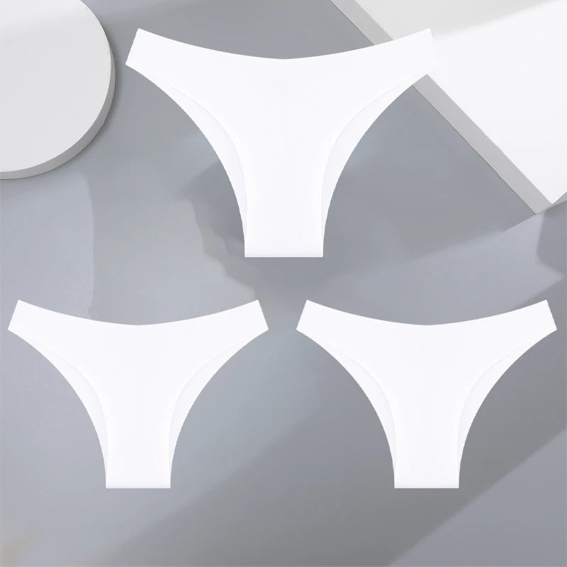 3Pcs Ultra-thin Seamless Silk Underwear Women's Panties Sexy Low-Waist Stretch Bikini Solid Color Briefs Lingerie XS-XXL Fashion - Matrix Studios