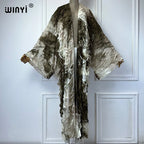 WINYI Summer Kimono Tie-Dyed Cardigan Elegant Bikini Cover-Up Cardigan Swimsuit Beach Outfits for Women Dress Fashion Kaftan - Matrix Studios