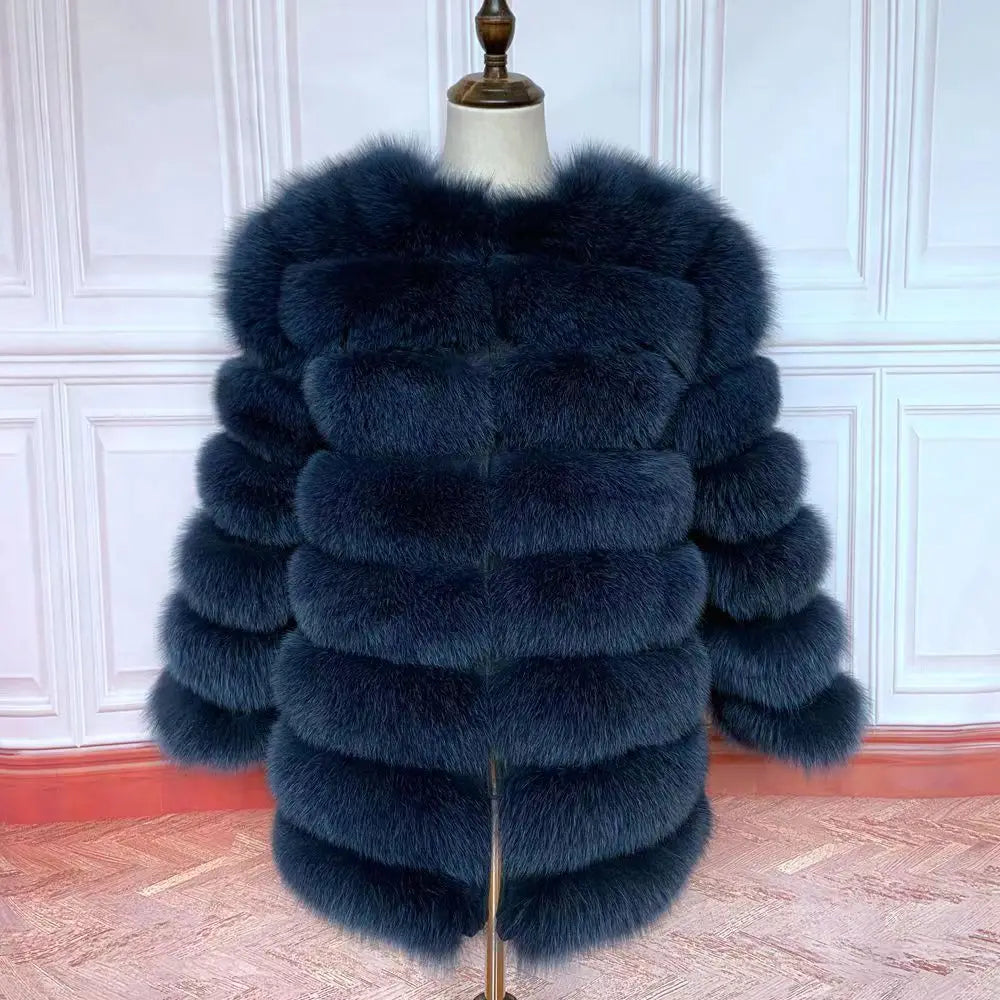 70CM 4in1 New Fast Shipping New Fashion Women Fashion Real Natural Fox Fur Long Coat Jacket for Winter Warm Over Coat - Matrix Studios