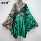 2022 WINYI Summer Beach Wear Swim Suit Cover Kaftan Sweet Lady Boho Cardigan Stitch Self Belted Sexy Holiday Long Sleeve Kimono - Matrix Studios