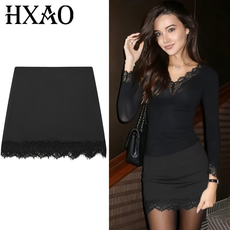 HXAO Satin Lace Skirt Shorts Women's Skirt Sexy Mini High-Waist Culottes Elegant Pencil Skirt Pant Ladies Fashion Party Culottes - Matrix-studios.com