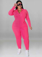 Plus Size Women 2 Piece Set Outfit Stretchy Hoode and Pant Trouser Suits New in Matching Sets Fall Workout Outfits Tracksuit - Matrix-studios.com