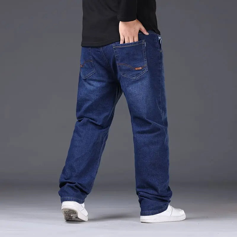 Mens Large Size Black Jeans 10XL Oversize High Waist Loose Trousers Husband Plus Size Loose Denim Trousers Blue Male Denim Pants - Matrix Studios