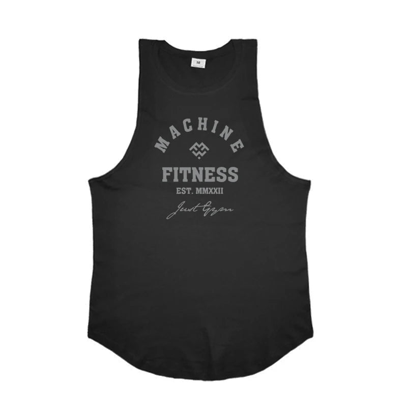 MACHINE FITNESS JUST GYM Bodybuilding Tank Top Mens Workout Vest Cotton Sleeveless shirt Jogger clothing Muscle Stringer Singlet - Matrix Studios