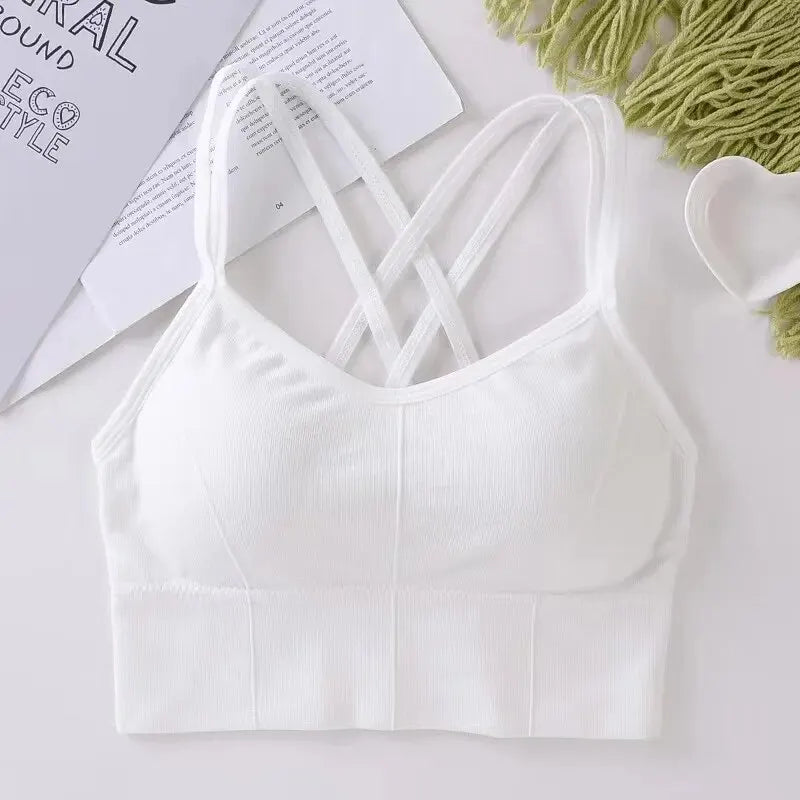 Sexy Women Tops Back Cross Strap Tank Top Push Up Running Sports Bra Breathable Soft Fitness Beauty Solid Color Yoga Bra - Matrix Studios