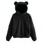 Autumn Winter Women's Hoodies Winter Women Long Sleeve Rabbit Ear Hood Sweatshirt Cute Plush Warm Casual Hoodie Tops - Matrix Studios