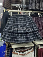 Japanese Y2k Cute Ruffled Plaid Skirt Punk Rock Subculture Cake Skirts Japanese Preppy Style Casual New 2025 Women Skirts - Matrix-studios.com