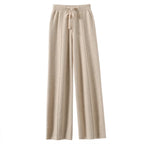 Light Luxury Cashmere Knit Wide Leg Pants Autumn and Winter Women's Fashion Loose Fit Plush Simple Casual Woolen Knit  Pants