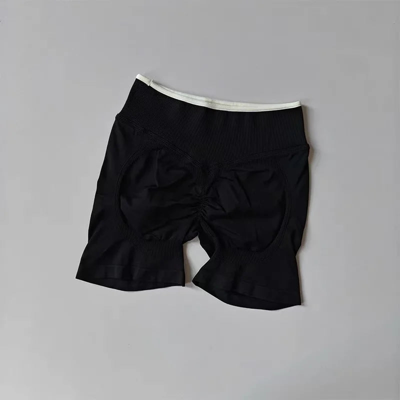Sexy Seamless Color Blocked Yoga Shorts, Tight Fitting Peach Hip Lifting Sports, Women's Outdoor Running And Fitness Pants - Matrix Studios