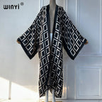 WINYI Summer Bohemian Kimono Beach Cover-Up Swim Suit Elegant African Women Boho Cardigan Sexy Holiday Long Sleeve Beach Dress - Matrix Studios