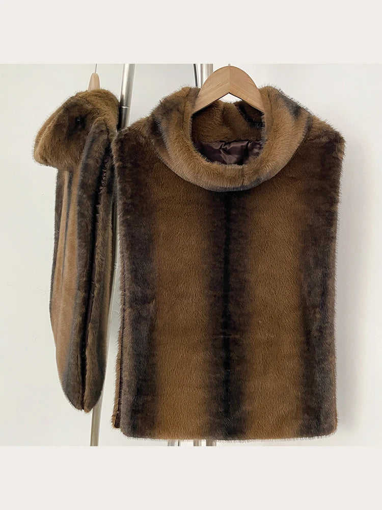 Mumaroho 2026 Winter Spring Women Faux Fur Sable Vest Crop Top Solid  Turtleneck Eco Mink Faux Fur Tank Tops Pullover Jacket - Matrix Studios