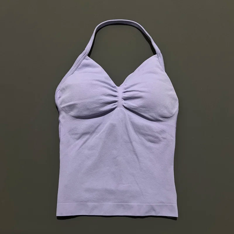 Women Solid Color Yoga Sports Tank Top Sleeveless Quick Dry Breathable Elastic Slim Fit Gym Workout Running Fitness Soft Skin - Matrix-studios.com