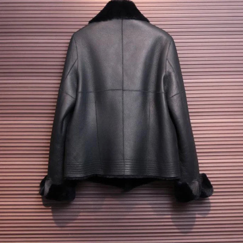 Autumn 2026 Winter New Fur One Leather Jacket Women's Overcoat Thicke Warm Leather Parka Coat Spliced Fashion Slim Fur Jacket - Matrix Studios