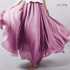 28-Color Mori Girl Literary Cotton Linen Dress Elastic Waist A-line Expansion Skirt Solid Color Ethnic Style Women Long Skirts - Matrix-studios.com