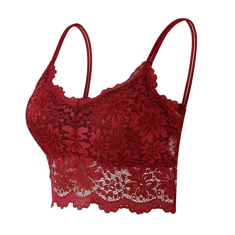 New Women Lace Bras Top Comfortable Bralette Solid Color Sexy Underwear Vest Female Hollow Out Wireless Lingerie Seamless Bra - Matrix Studios