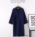 New Spring And Autumn Japanese Kimono Robe Couple Cotton Crepe Bathrobe Men And Women Kimono Robe Robes For Women Sleepwear - Matrix-studios.com