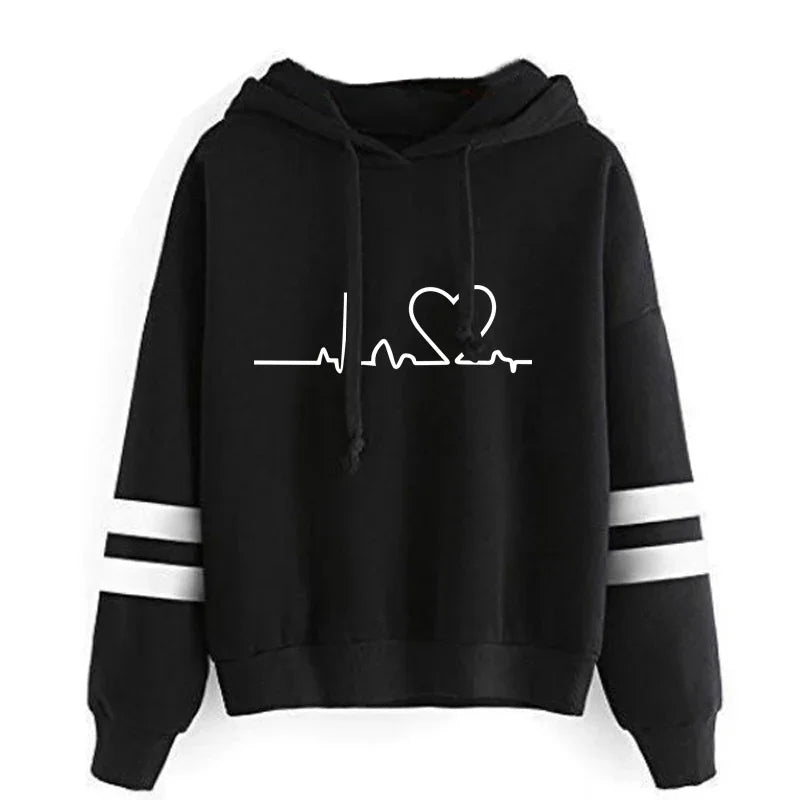 Womens Tracksuit Casual Stripe Versatile Sweatshirt Black Sweatpants Loose Print High Quality Outfits Single Piece Hoodies Pants - Matrix-studios.com