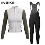 INBIKE Warm Thermal Cycling Jersey Set for Women Comfortable Fleece Road Bike Bib Pants Windproof Road MTB Clothing with Pockets - Matrix-studios.com