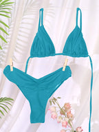 Sexy Folds Bikini Set Solid Micro Bikinis Women Swimsuit Female Triangle Swimwear Beach Wear Bathing Suit - Matrix-studios.com
