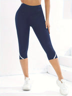 Mesh High Waist Yoga Pants Capri Leggings For Women, Tummy Control Workout Capri Leggings, Women's Activewear - Matrix-studios.com