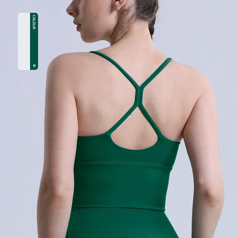 Solid Color Women Gym Yoga Naked Feeling Sexy Cross Back Y shape Sports Bra Fitness Yoga Jogging Workout Sports Women Sling - Matrix Studios