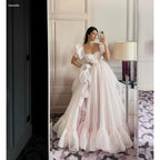 Amanda Customized Pink Strapless Square Collar Prom Dresses A-line Organza vestidos de noche Floor-Length Formal Evening 2025 - Matrix Studios