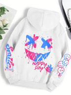 New Autumn Men's Personalized Smiling Face Print Comfortable Breathable Hooded Sweatshirt Outdoor Street Fashion Hooded Sweatshi - Matrix Studios