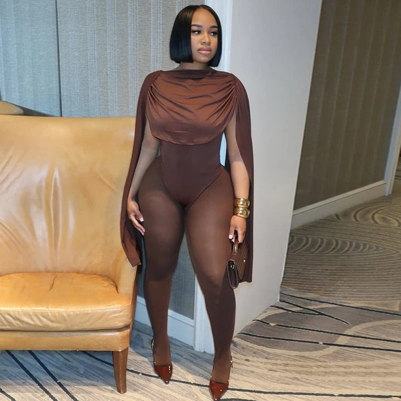 Solid Patchwork Bandage Ruched Jumpsuit Woman Elegant Sleeveless Strecth Sheath Evening Romper Women Jumpsuits Combinaison Femme - Matrix Studios