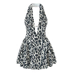 YENKYE French Style Retro Polka Dot Deep V Halter Dress Women Sexy Backless A-line Slim Sweet Elegant Mini Dresses Summer Robe - Matrix-studios.com