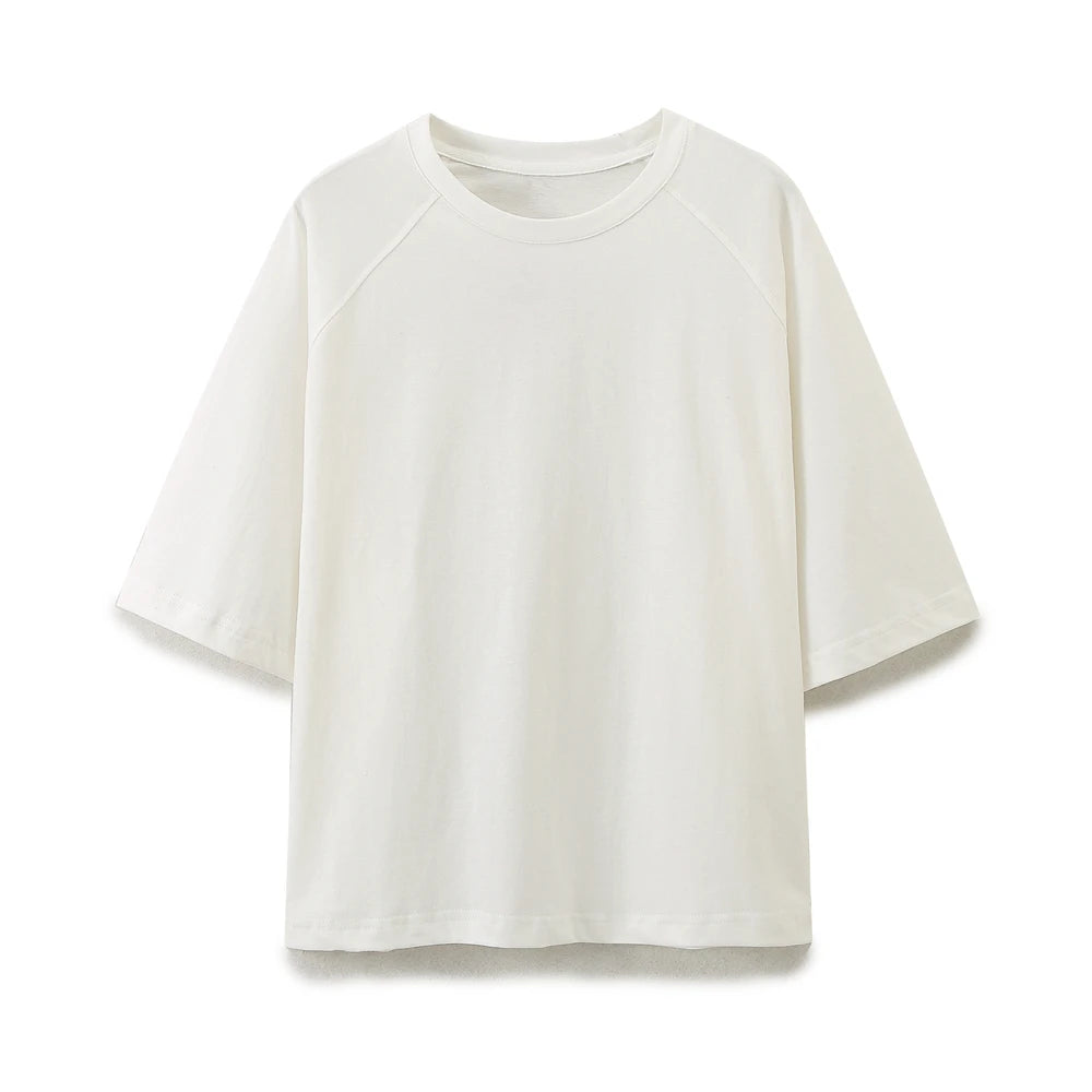 DUOPERI Women Fashion 2 Pieces Sets Solid Loose T-Shirt and High Elastic Waist Trousers Female Chic Lady Casual Pant Coordinates - Matrix-studios.com