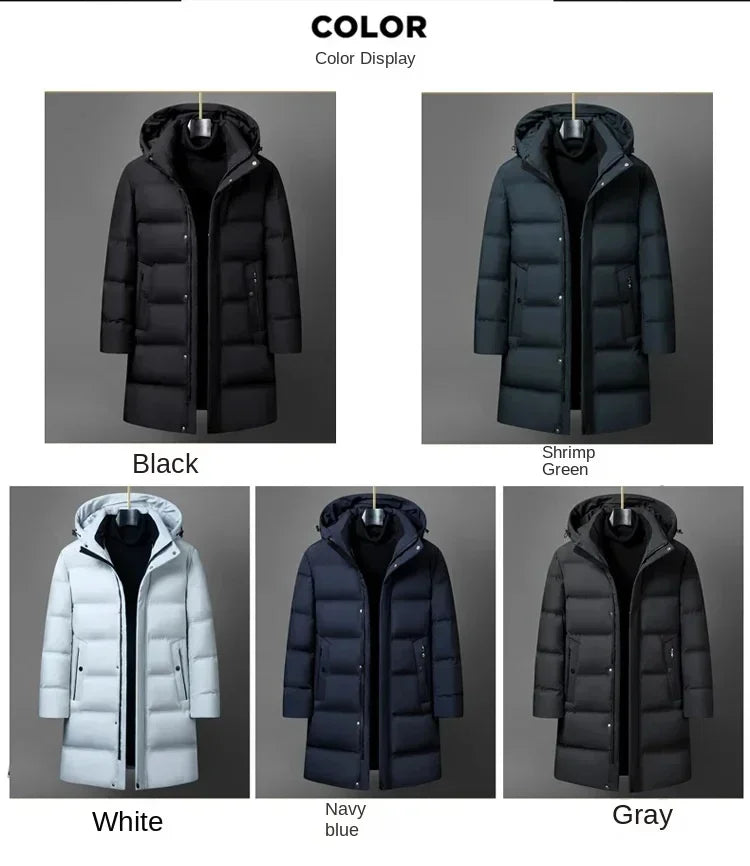 Canada Fashion Winter Jacket for Men Down Coat Parka Men's White Goose Down Jacket Collar Hooded Warm Thick Long Padding M-4XL - Matrix Studios