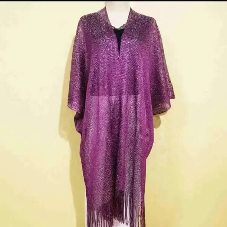 Gold Crochet Cover Up Women Sun Protective Beach Shirt Sheer Mesh Tunic with Shiny Tassel Trim Resort Wear Swimwear Cover Ups - Matrix Studios