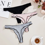 3Pcs Women's Thong Low-rise Panties Solid Color Cotton Lingerie Sexy Thongs Fashion Casual Underwear Comfort Fit Women's Tangas - Matrix Studios