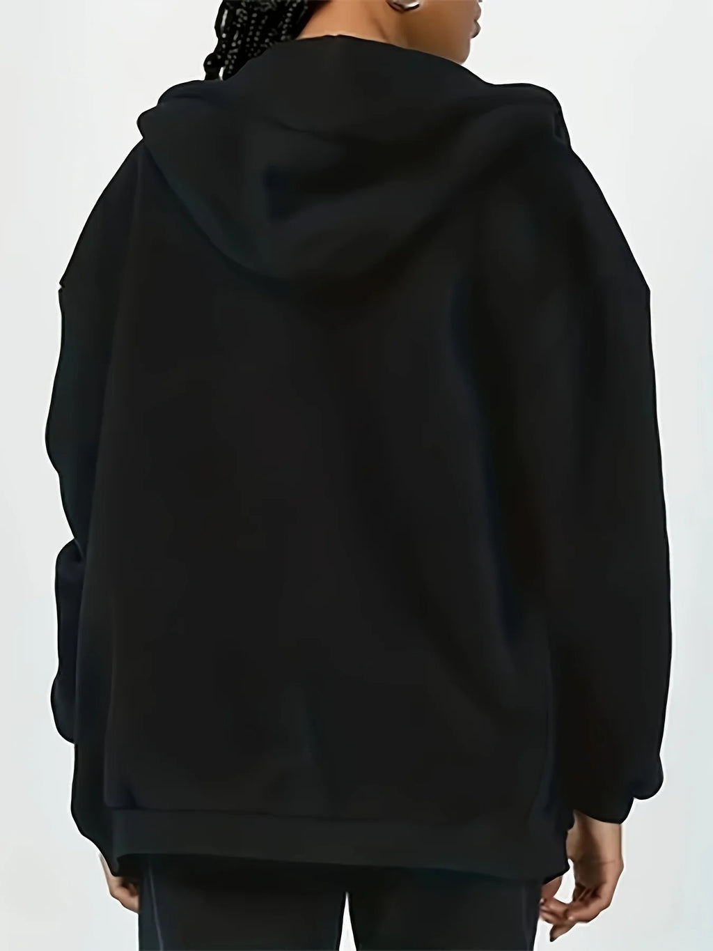 Women's Hoodie - Cozy Brown Zip-Up with White Print Casual Long Sleeve Sweatshirt  Drop Shoulder Design Relaxed Fit Winter W - Matrix Studios