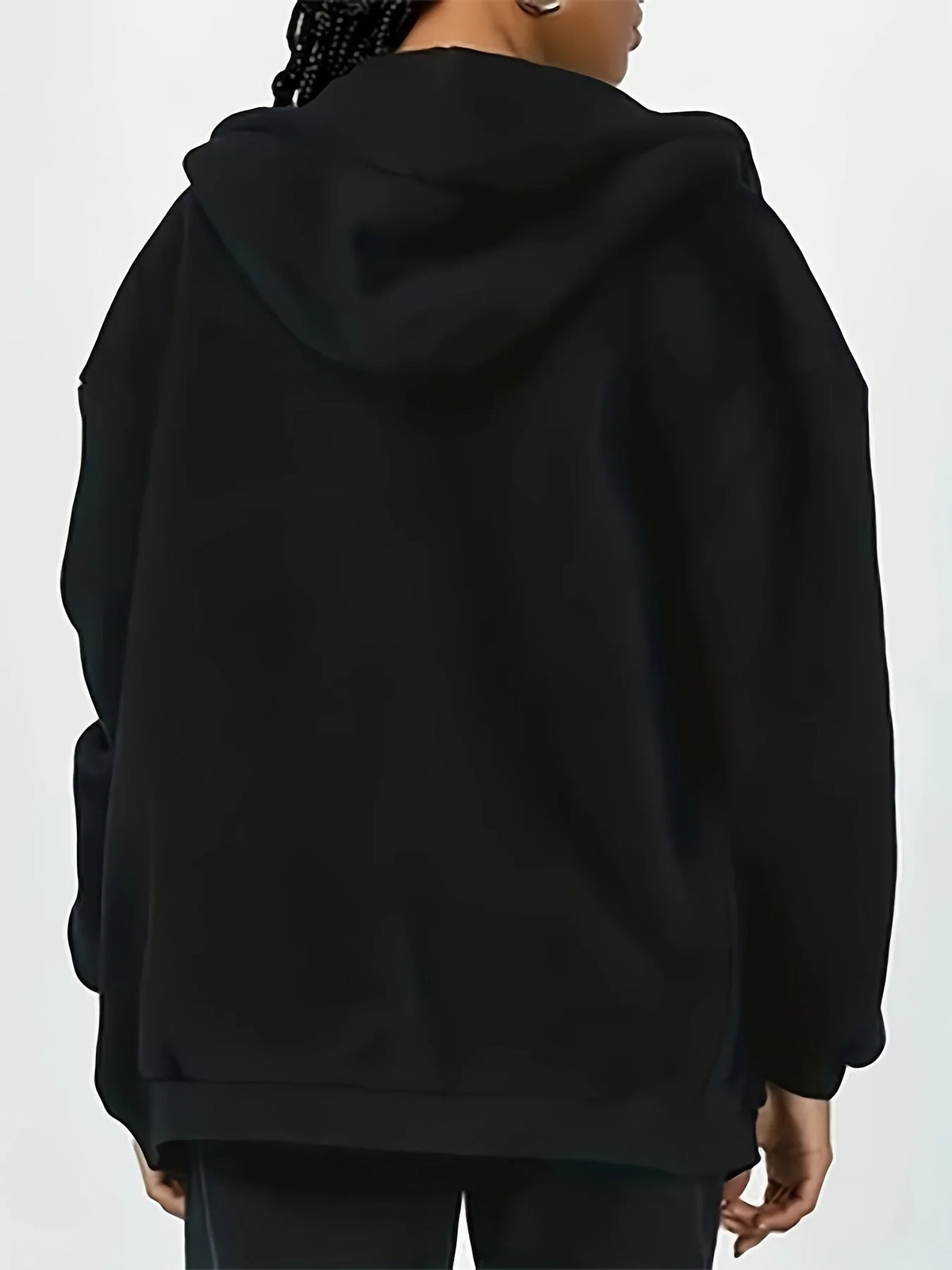 Women's Hoodie - Cozy Brown Zip-Up with White Print Casual Long Sleeve Sweatshirt  Drop Shoulder Design Relaxed Fit Winter W - Matrix Studios