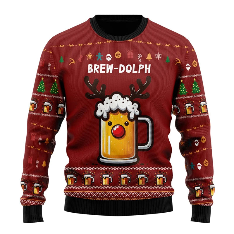 Fashion Beer Ugly Christmas Sweater For Women Clothes Hip Hop Bar Party Men Sweatshirts Casual Male Pullovers Beers Tracksuit - Matrix Studios