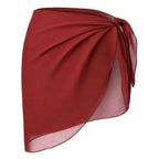 Summer Women Short Solid Sarong Swimsuit Coverups Beach Bikini Wrap Sheer Short Skirt Chiffon Skirt Scarf Swimwear Cover-ups - Matrix Studios
