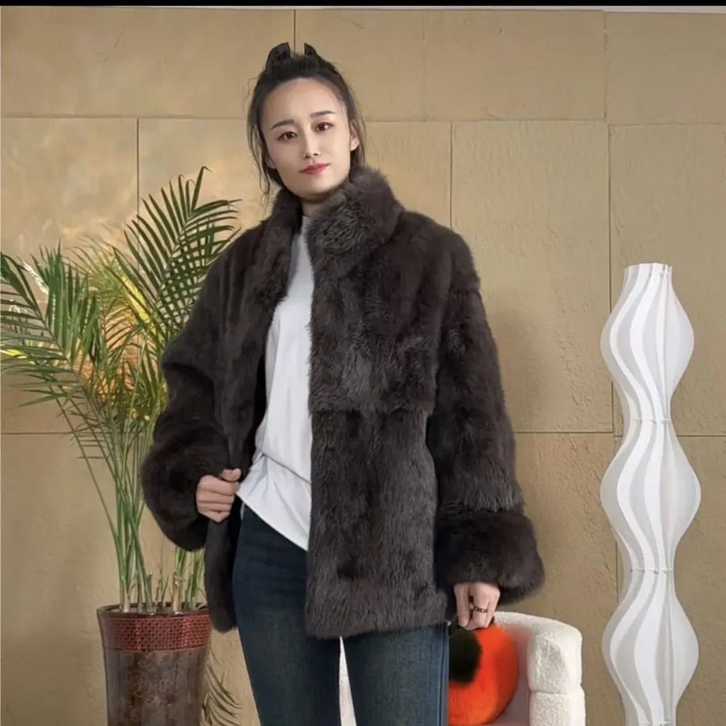 Fancy Rani Real Fur Coat Women Natural Rabbit Winter Jacket Leather And Fur Women's Long Clothing Female Outerwears With 2025 - Matrix Studios