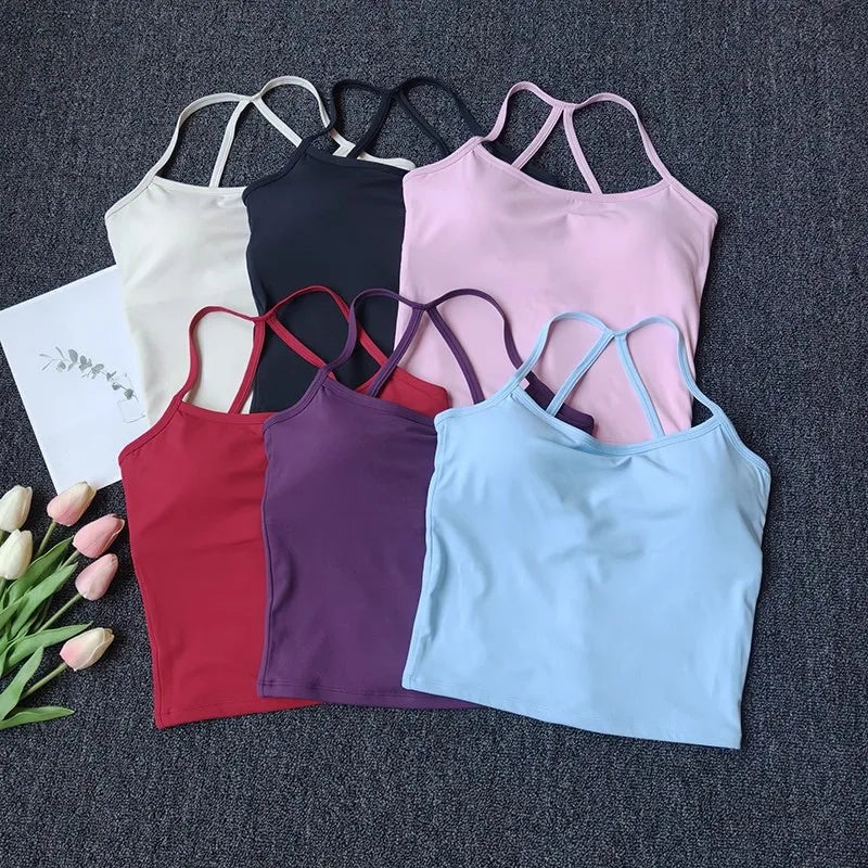 Women's Cross Back Push-Up Yoga Sports Bra Comfortable Gym Tank Top Workout Fitness Vest 'Naked Feeling' Gym Bra Fitness Wear - Matrix Studios
