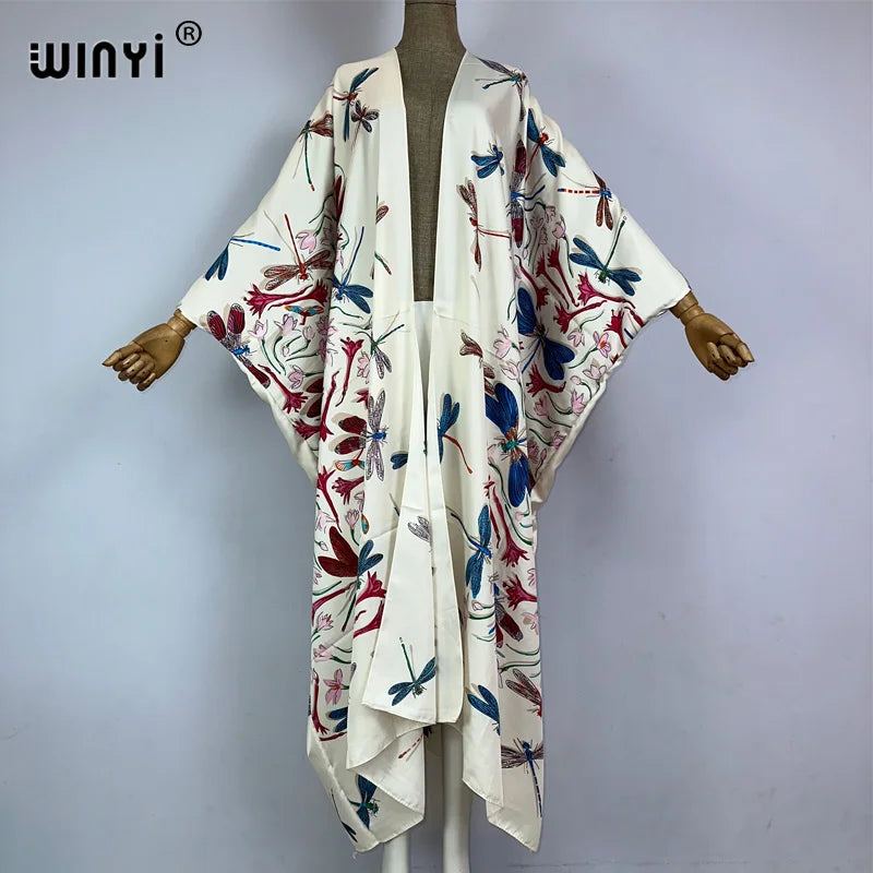 WINYI Kimono Africa Summer Boho Print Beach Outfits for Women Cover-Up Long Coat Elegant Coat Beach Outfits for Women Maxi Dress - Matrix Studios