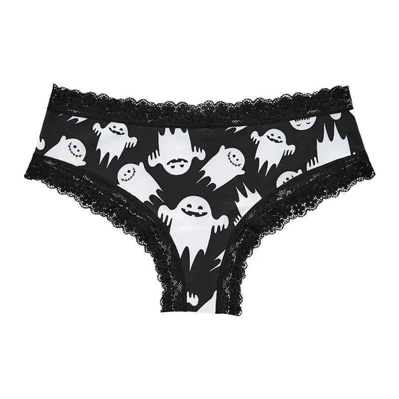 Underwear Women's Lace Edge Sexy Panties Gothic Style Lingerie Rose Skull Personalized Comfortable Breathable Triangle Pants - Matrix Studios