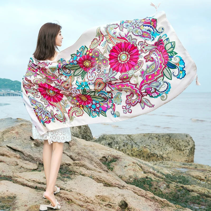 90x185cm  Printing Process Twill Summer Suncare Beach Dress Bikini Sarong Wrap Scarf Women Brazilian Swimsuit Bathing Cover-ups - Matrix Studios