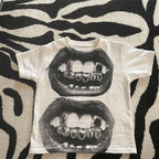 Punk Y2K Baby Short Sleeve Top Gothic Street T-shirt Women's Leisure Basic T-shirt Women's 2024 Summer Top E Girls' Gothic EMO - Matrix-studios.com