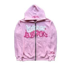 Zipper hooded sweatshirt with retro American letters suitable for men and women wearing Y2K jacket autumn/winter cardigan - Matrix Studios