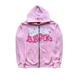 Zipper hooded sweatshirt with retro American letters suitable for men and women wearing Y2K jacket autumn/winter cardigan - Matrix Studios